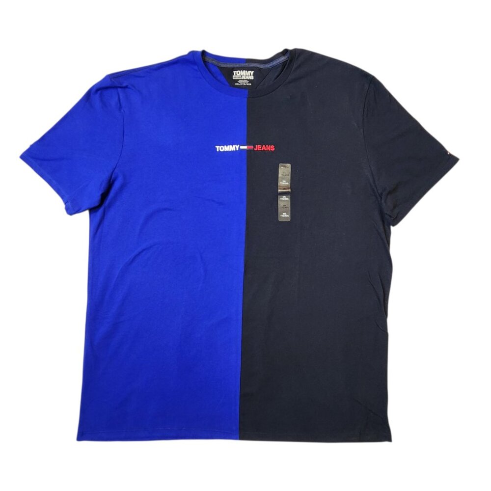Tommy Hilfiger‎ Men's T-shirt Short-Sleeve Crewneck Colorblock Blue XXL